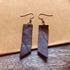 Brown Genuine Leather Earrings